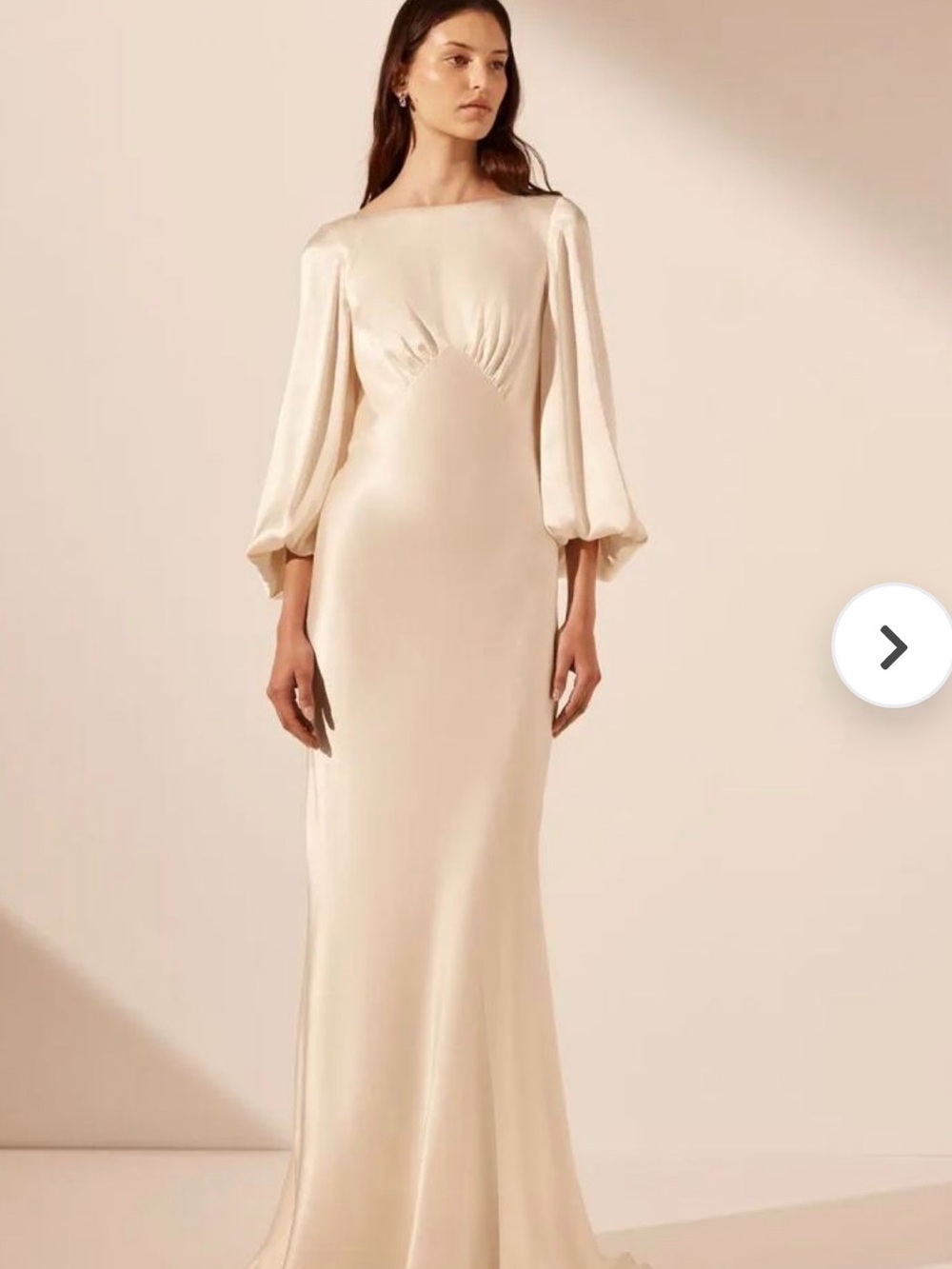 NWOT Shona Joy La Lune Cream Long Sleeve Open Back Bridal Gown (see notes)
